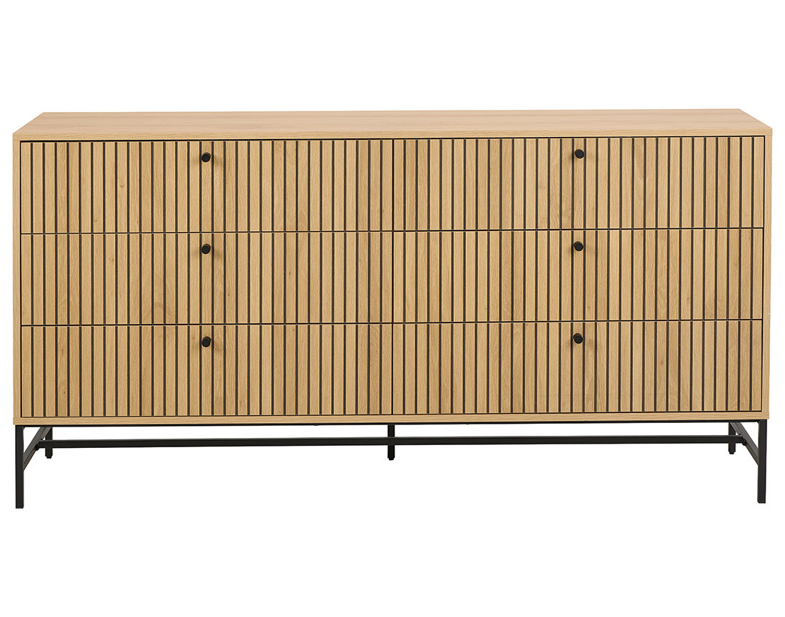 Commode 6 tiroirs bois pieds en métal Marc
