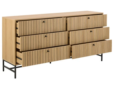 Commode 6 tiroirs bois pieds en métal Marc