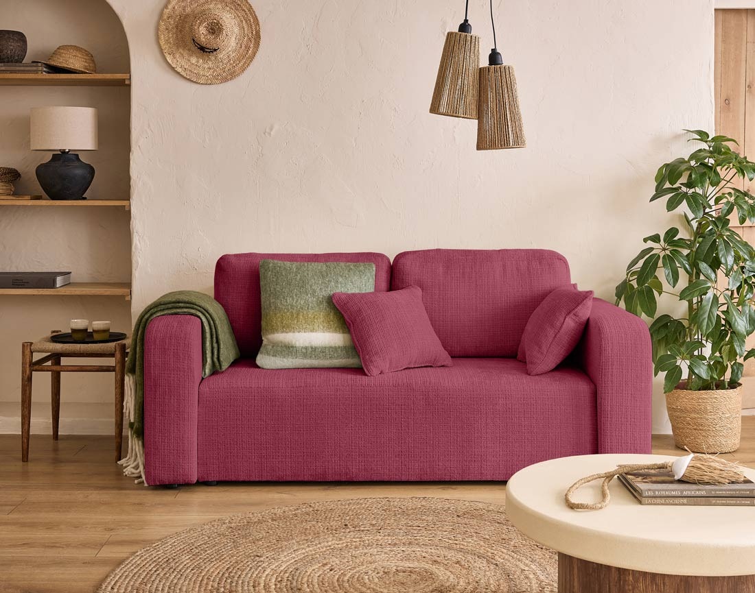 Canapé droit 2 places en velours texturé Miro