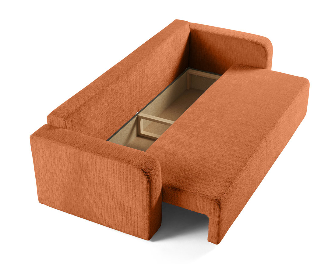 Canapé droit 3 places convertible avec coffre en velours texturé Miro