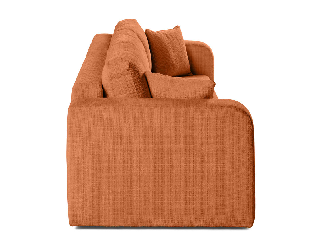 Canapé droit 3 places convertible avec coffre en velours texturé Miro
