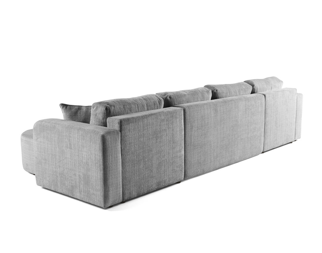 Canapé panoramique convertible avec coffre en velours texturé Miro Canapé panoramique convertible avec coffre en velours texturé Miro