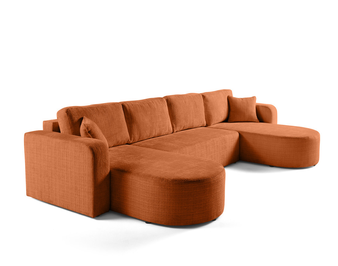 Canapé panoramique convertible avec coffre en velours texturé Miro