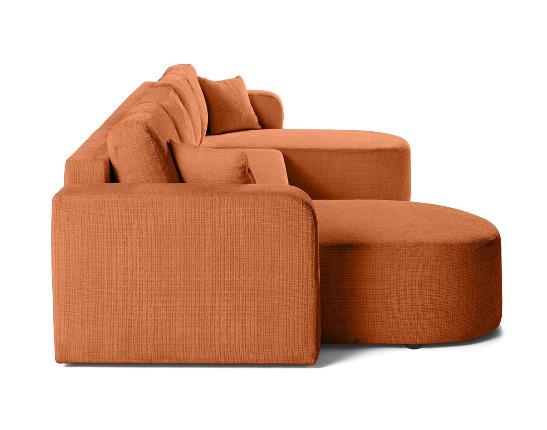 Canapé panoramique convertible avec coffre en velours texturé Miro