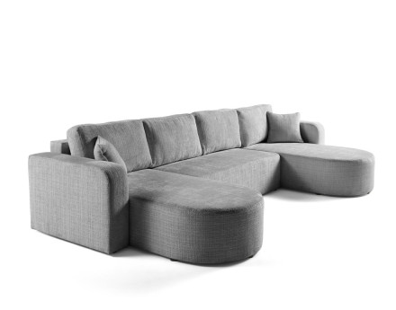 Canapé panoramique convertible avec coffre en velours texturé Miro