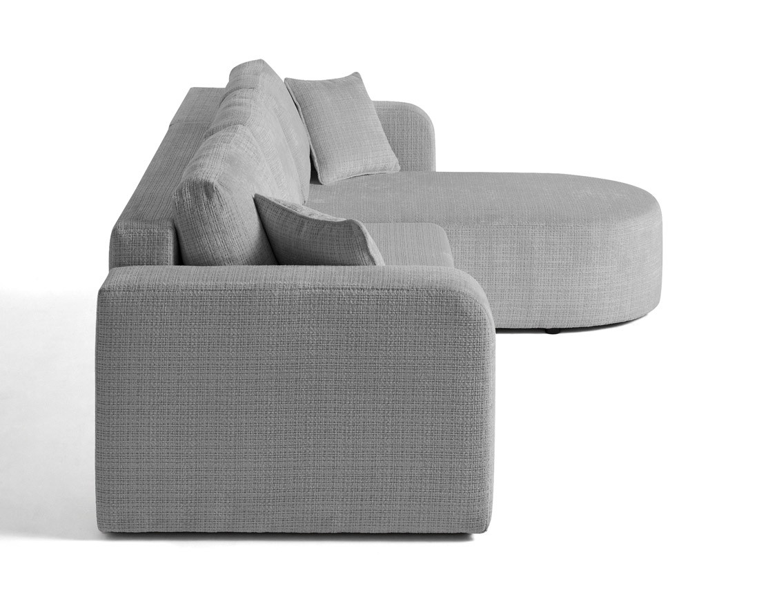 Canapé d'angle réversible 4 places convertible avec coffre en velours texturé Miro