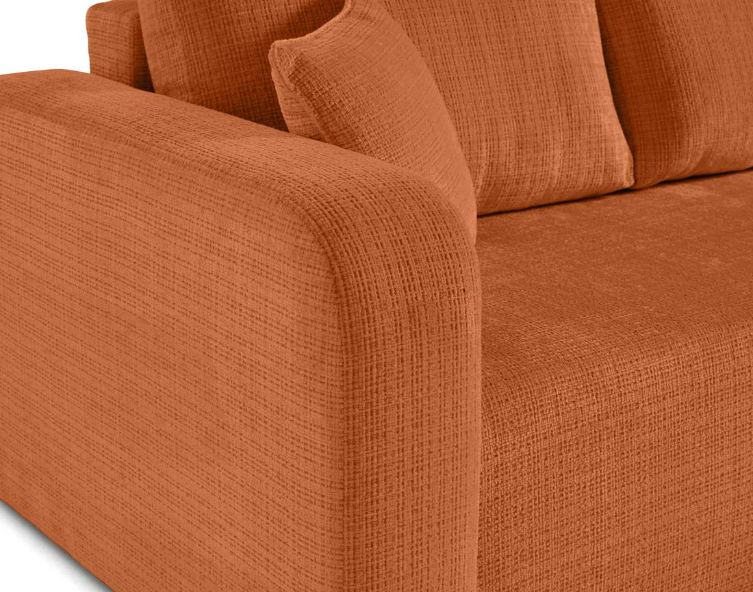 Canapé d'angle réversible 4 places convertible avec coffre en velours texturé Miro