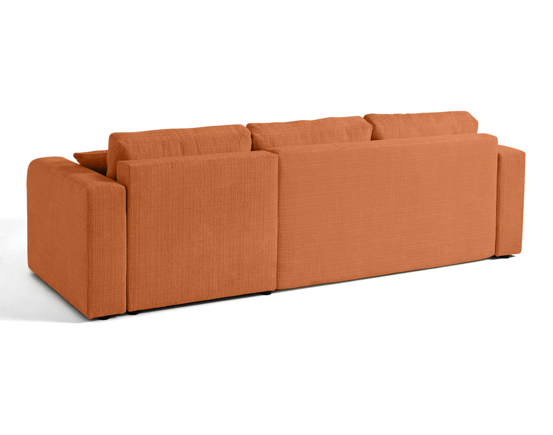 Canapé d'angle réversible 4 places convertible avec coffre en velours texturé Miro