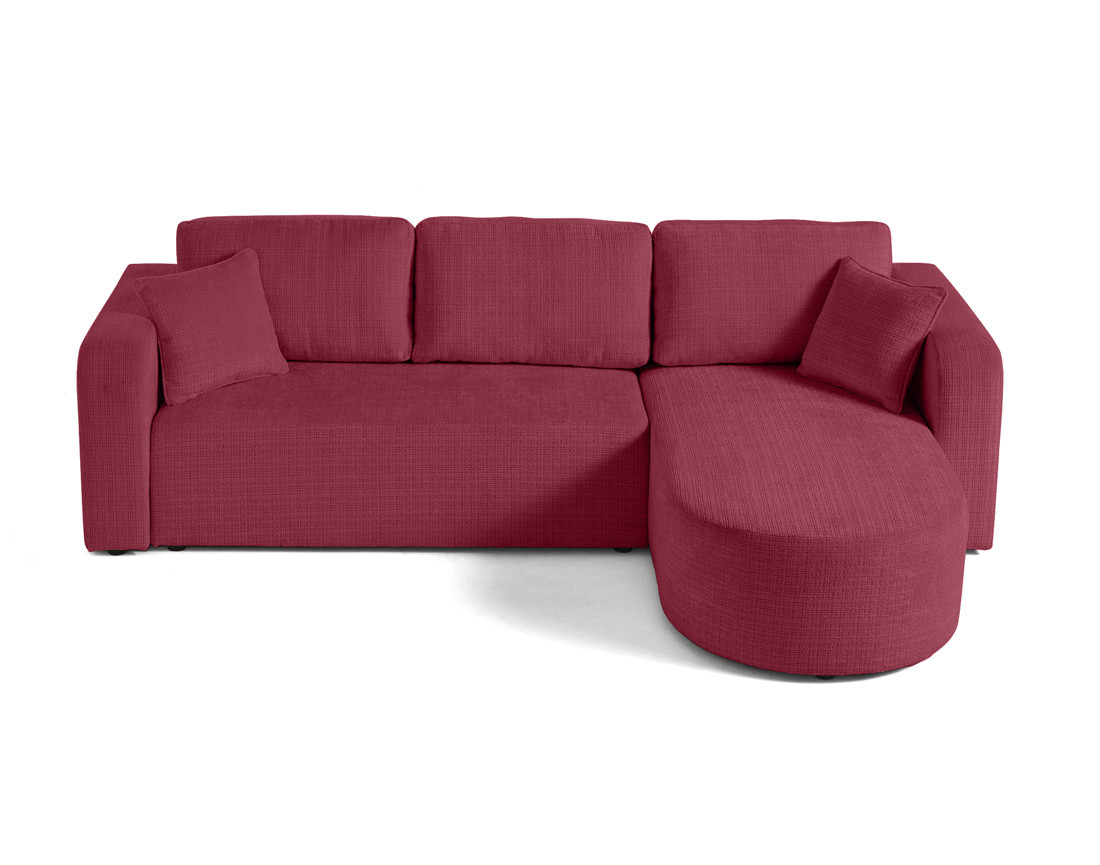 Canapé d'angle réversible 4 places convertible avec coffre en velours texturé Miro