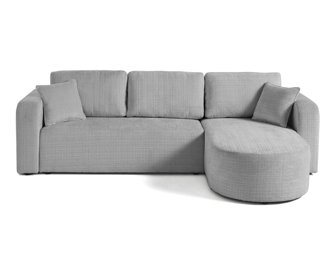 Canapé d'angle réversible 4 places convertible avec coffre en velours texturé Miro