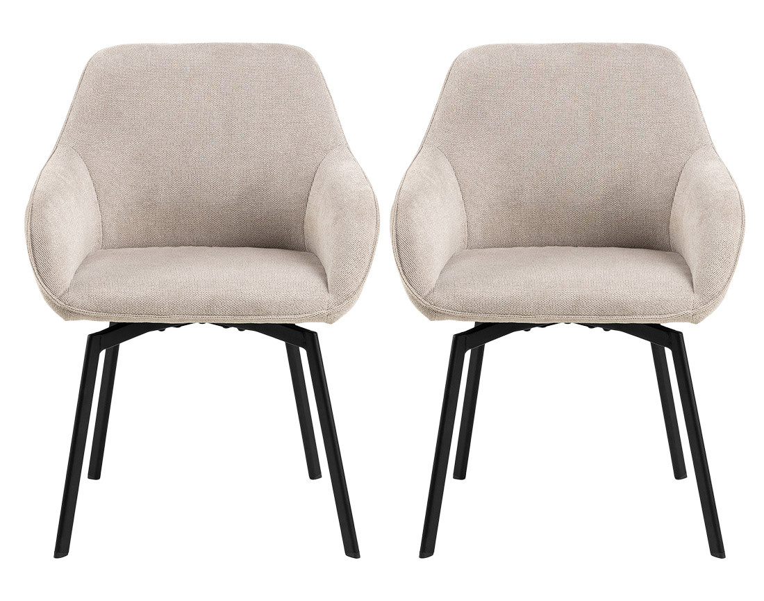 Lot de 2 chaises pivotantes pieds en acier en tissu chenille Juno