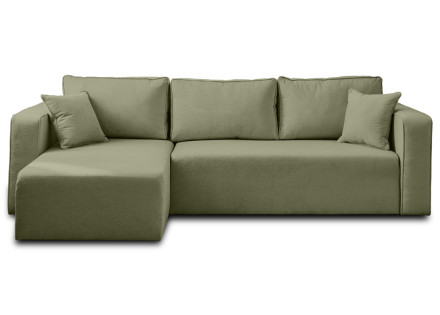 Canapé d'angle réversible 4 places convertible avec coffre en tissu Topaze