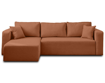 Canapé d'angle réversible 4 places convertible avec coffre en tissu Topaze