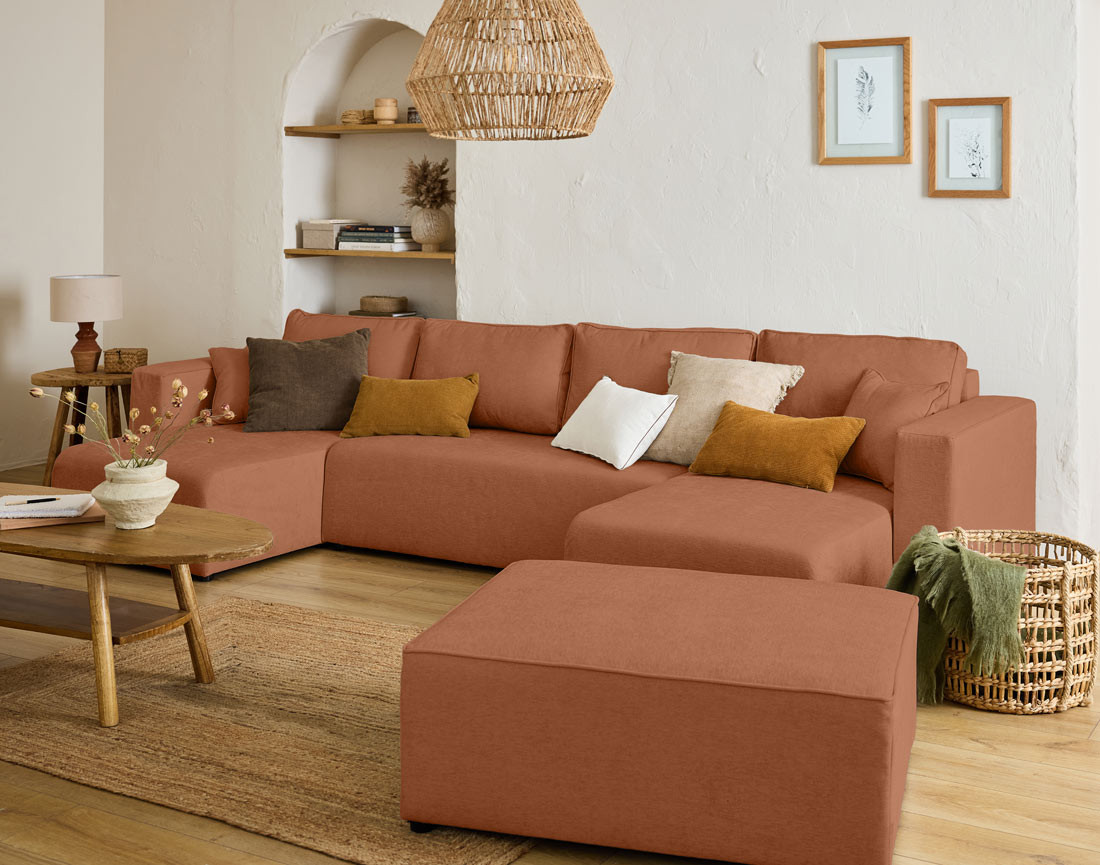 Canapé panoramique 7 places - convertible avec coffre - Topaze