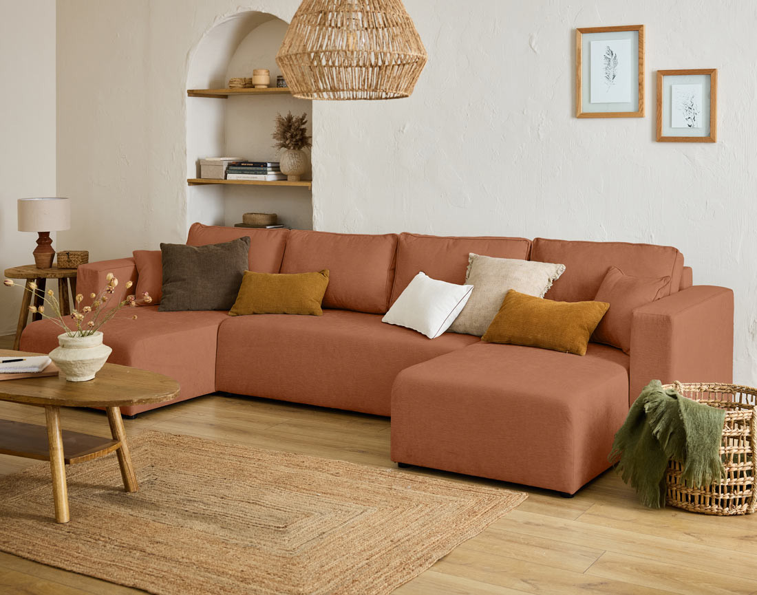 Canapé panoramique 7 places - convertible avec coffre - Topaze