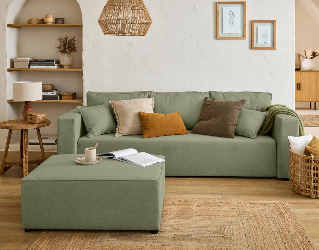 Canapé 3 places - convertible avec coffre - en tissu - Topaze