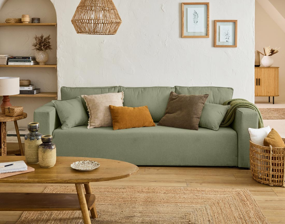 Canapé 3 places - convertible avec coffre - en tissu - Topaze