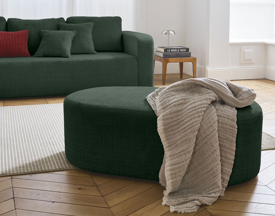 Pouf en velours texturé Miro