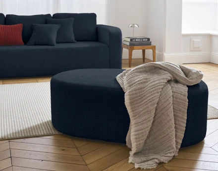 Pouf en velours texturé Miro