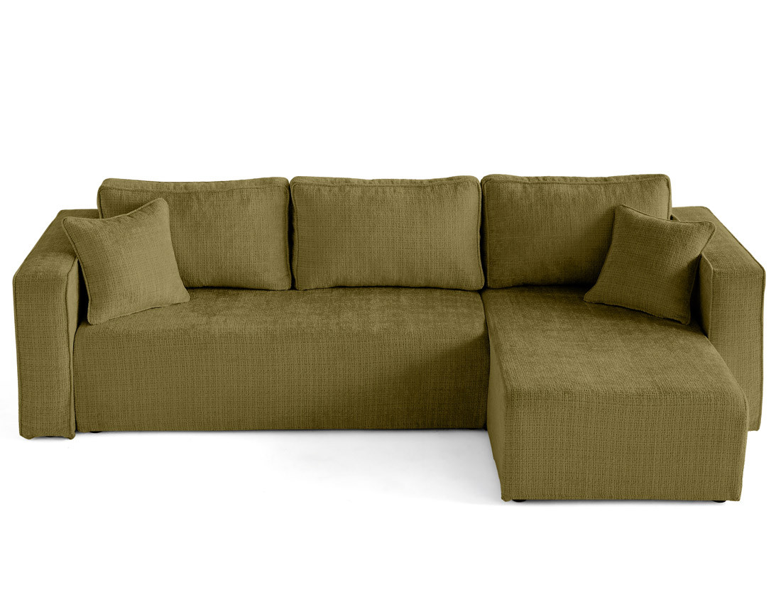 Canapé d'angle déhoussable réversible 4 places en velours texturé Topaze