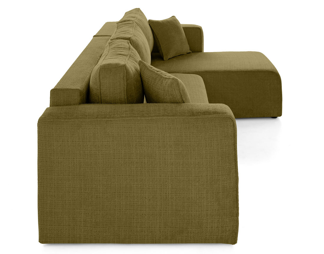 Canapé d'angle déhoussable réversible 4 places en velours texturé Topaze