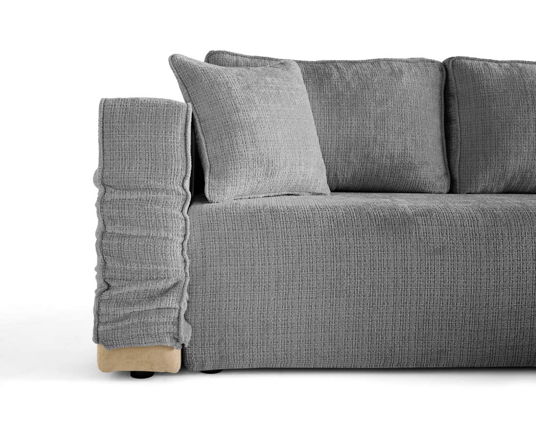 Canapé d'angle déhoussable réversible 4 places en velours texturé Topaze