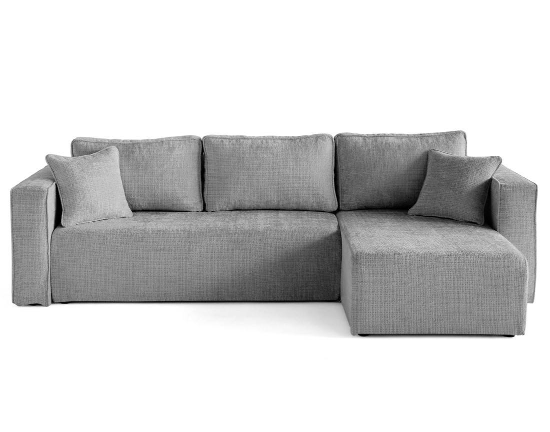 Canapé d'angle déhoussable réversible 4 places en velours texturé Topaze