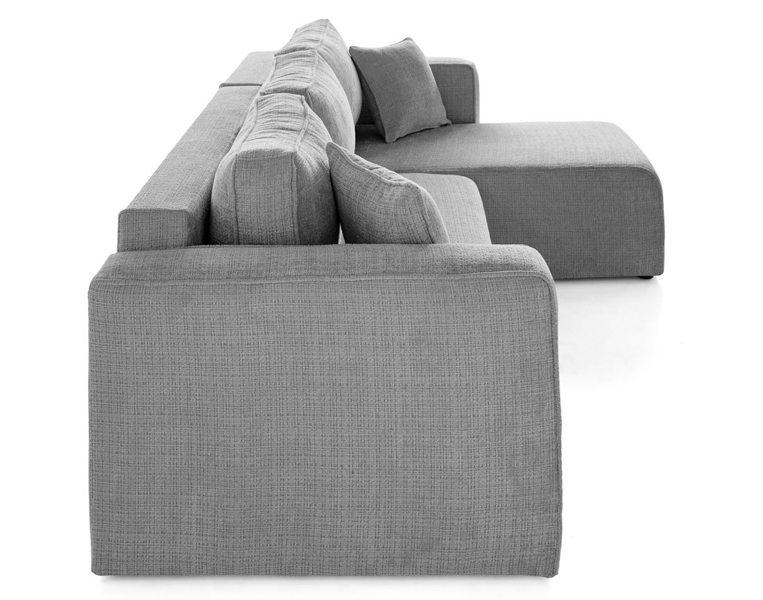 Canapé d'angle déhoussable réversible 4 places en velours texturé Topaze