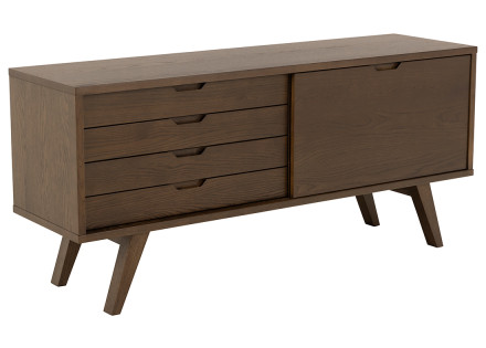 Buffet chêne foncé 4 tiroirs et 1 porte 160 cm Pauline