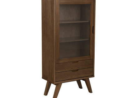 Vitrine chêne 2 tiroirs et 1 porte 72x145 cm Pauline
