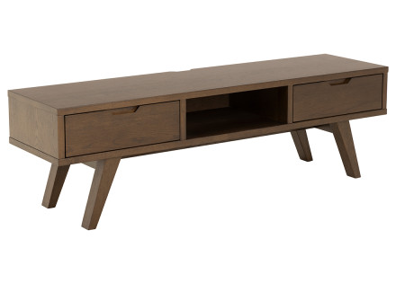 Meuble tv chêne foncé 2 tiroirs 150 cm Pauline