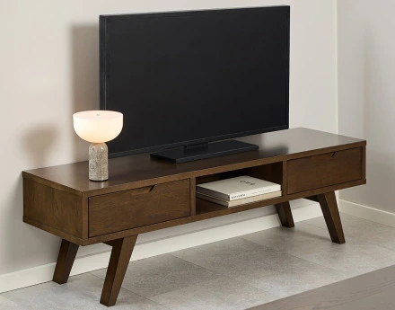 Meuble tv chêne foncé 2 tiroirs 150 cm Pauline