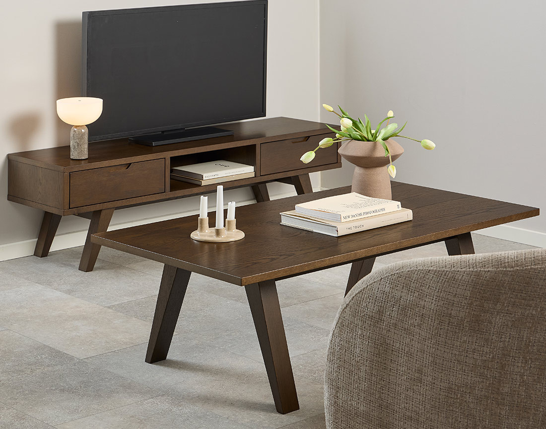 Table basse bois chêne foncé 130 cm Pauline