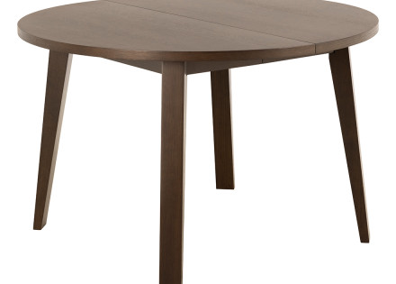 Table à manger ronde extensible chêne foncé 4 à 8 personnes Pauline