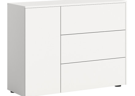 Buffet bas 3 tiroirs et 1 portes blanc 105 cm Ned