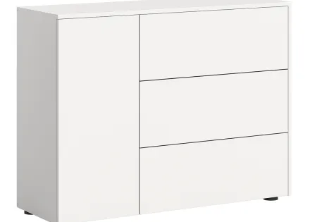 Buffet bas 3 tiroirs et 1 portes blanc 105 cm Ned