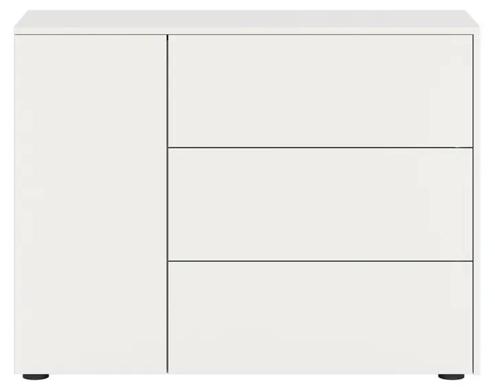 Buffet bas 3 tiroirs et 1 portes blanc 105 cm Ned Buffet bas 3 tiroirs et 1 portes blanc 105 cm Ned