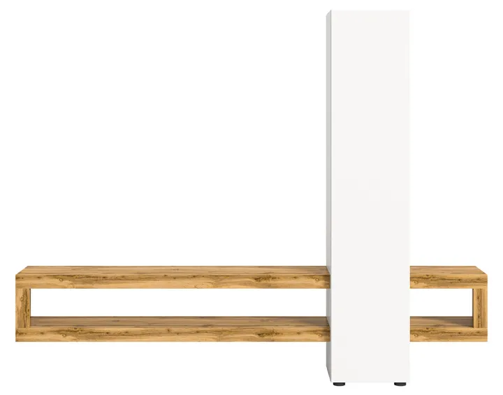 Meuble tv suspendu 1 porte et 3 étagères bois et blanc 240 cm Ned Meuble tv suspendu 1 porte et 3 étagères bois et blanc 240 cm Ned