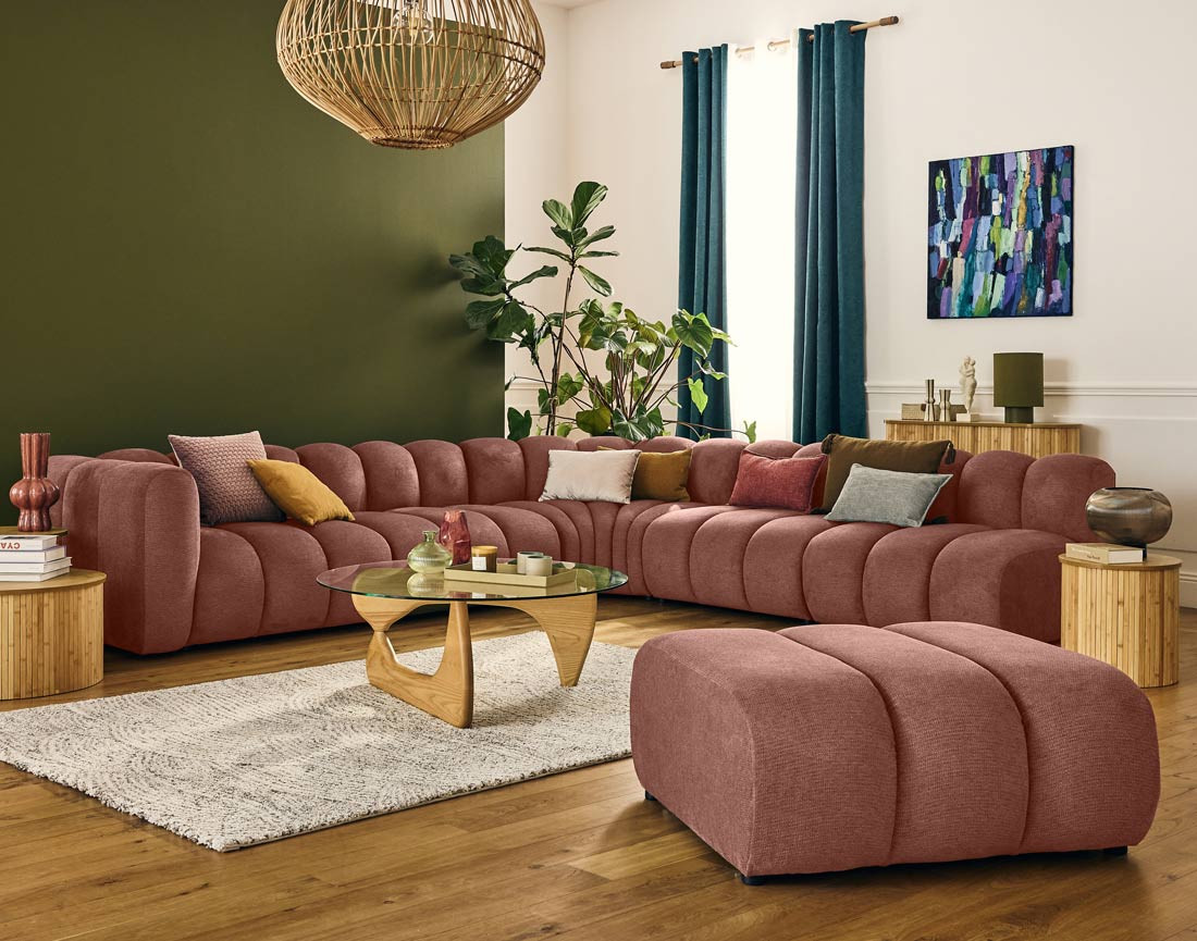 Pouf en tissu texturé Debbie