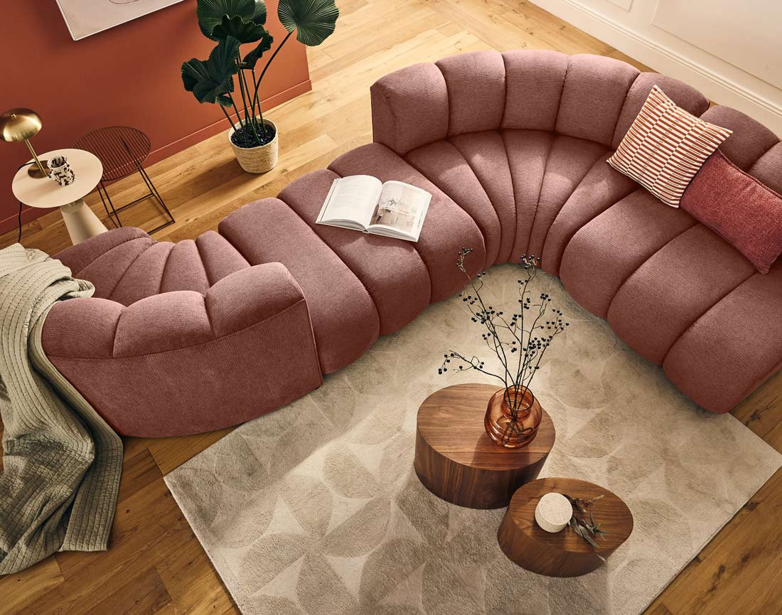 Pouf en tissu texturé Debbie