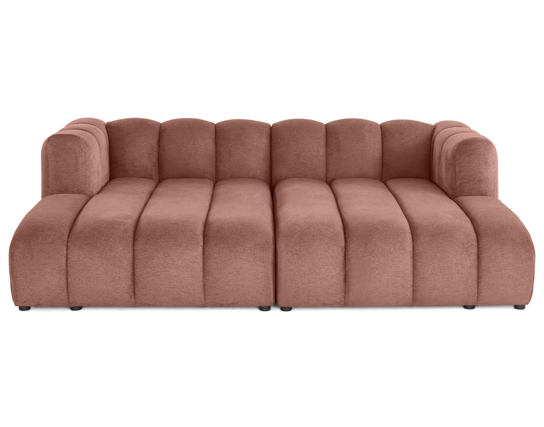 Canapé modulable droit 3 places avec double méridienne - assise profonde - en tissu texturé Debbie Canapé modulable droit 3 places avec double méridienne - assise profonde - en tissu texturé Debbie