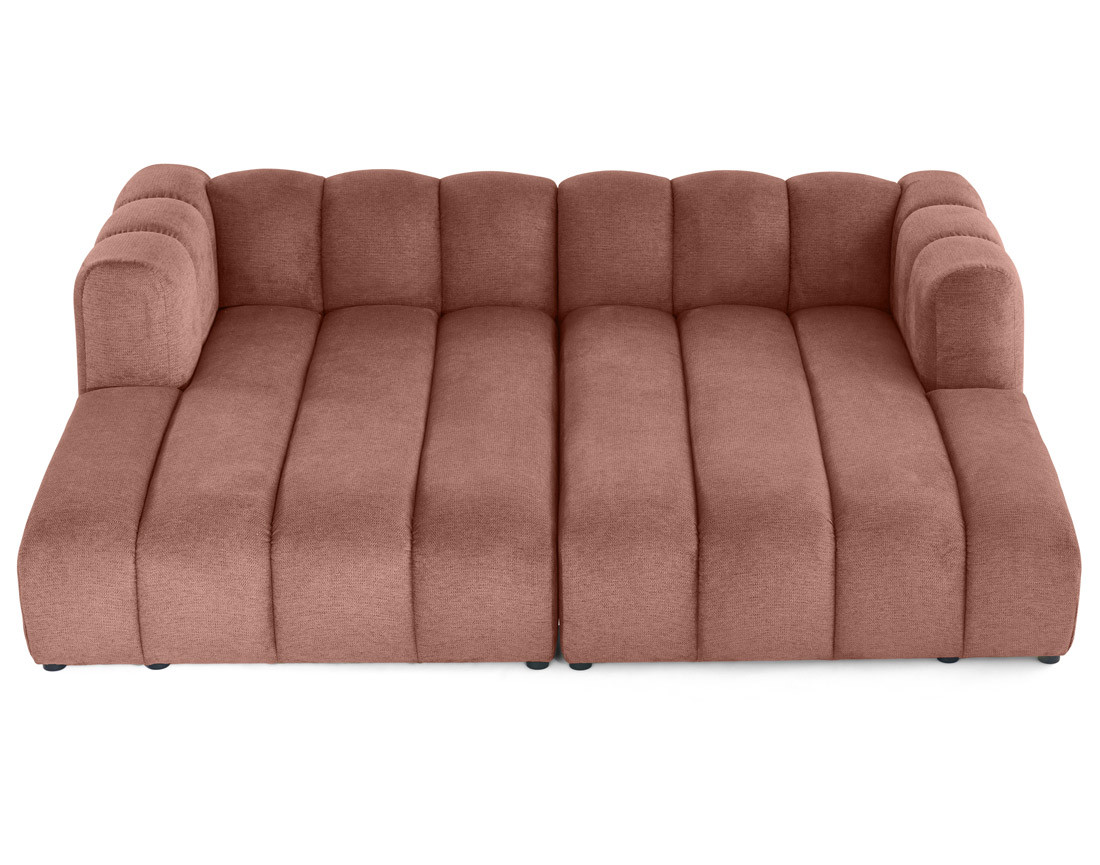 Canapé modulable droit 3 places avec double méridienne - assise profonde - en tissu texturé Debbie Canapé modulable droit 3 places avec double méridienne - assise profonde - en tissu texturé Debbie
