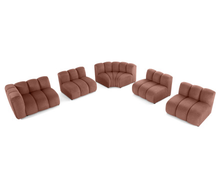 Canapé modulable d'angle droit 5 places en tissu texturé Debbie
