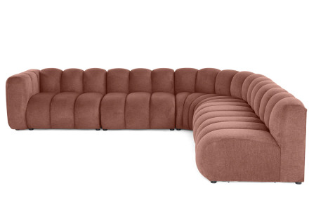 Canapé modulable d'angle droit 5 places en tissu texturé Debbie
