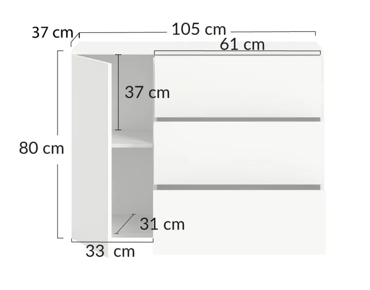 Buffet bas 3 tiroirs et 1 portes blanc 105 cm Ned Buffet bas 3 tiroirs et 1 portes blanc 105 cm Ned
