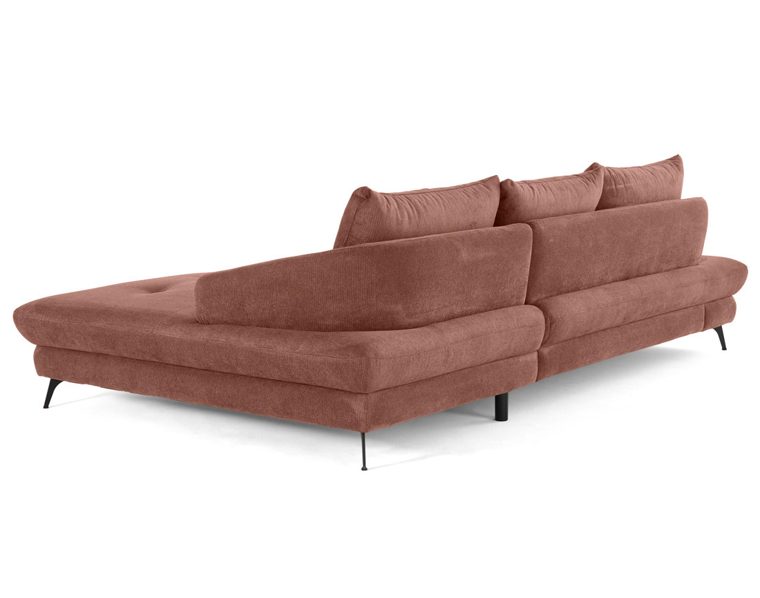 Canapé d'angle droit 4 places convertible avec coffre en tissu texturé Ninon Canapé d'angle droit 4 places convertible avec coffre en tissu texturé Ninon