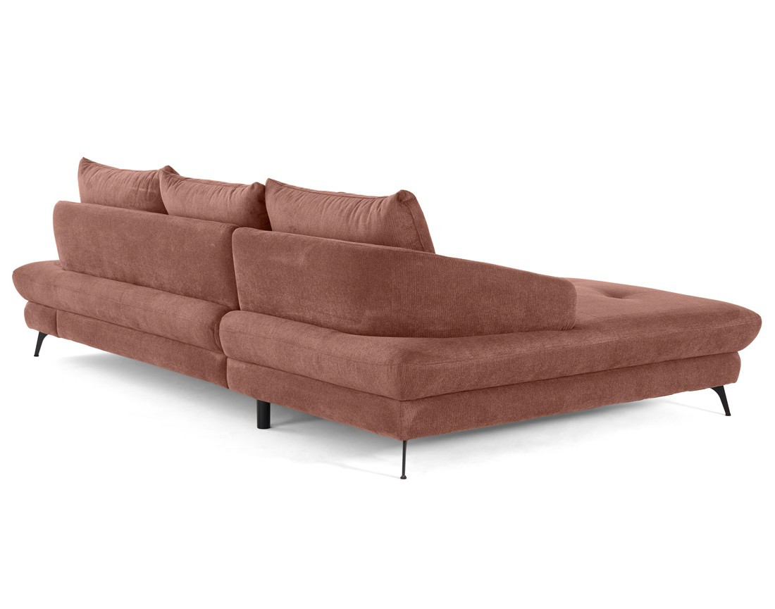 Canapé d'angle gauche 4 places convertible avec coffre en tissu texturé Ninon Canapé d'angle gauche 4 places convertible avec coffre en tissu texturé Ninon