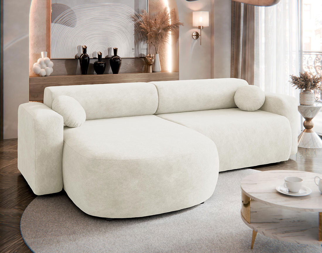 Canapé d'angle réversible 4 places convertible avec coffre en tissu Brunello Canapé d'angle réversible 4 places convertible avec coffre en tissu Brunello