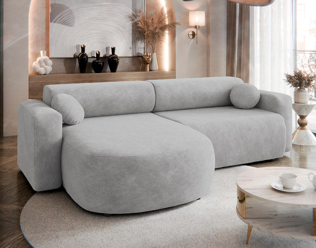 Canapé d'angle réversible 4 places convertible avec coffre en tissu Brunello Canapé d'angle réversible 4 places convertible avec coffre en tissu Brunello