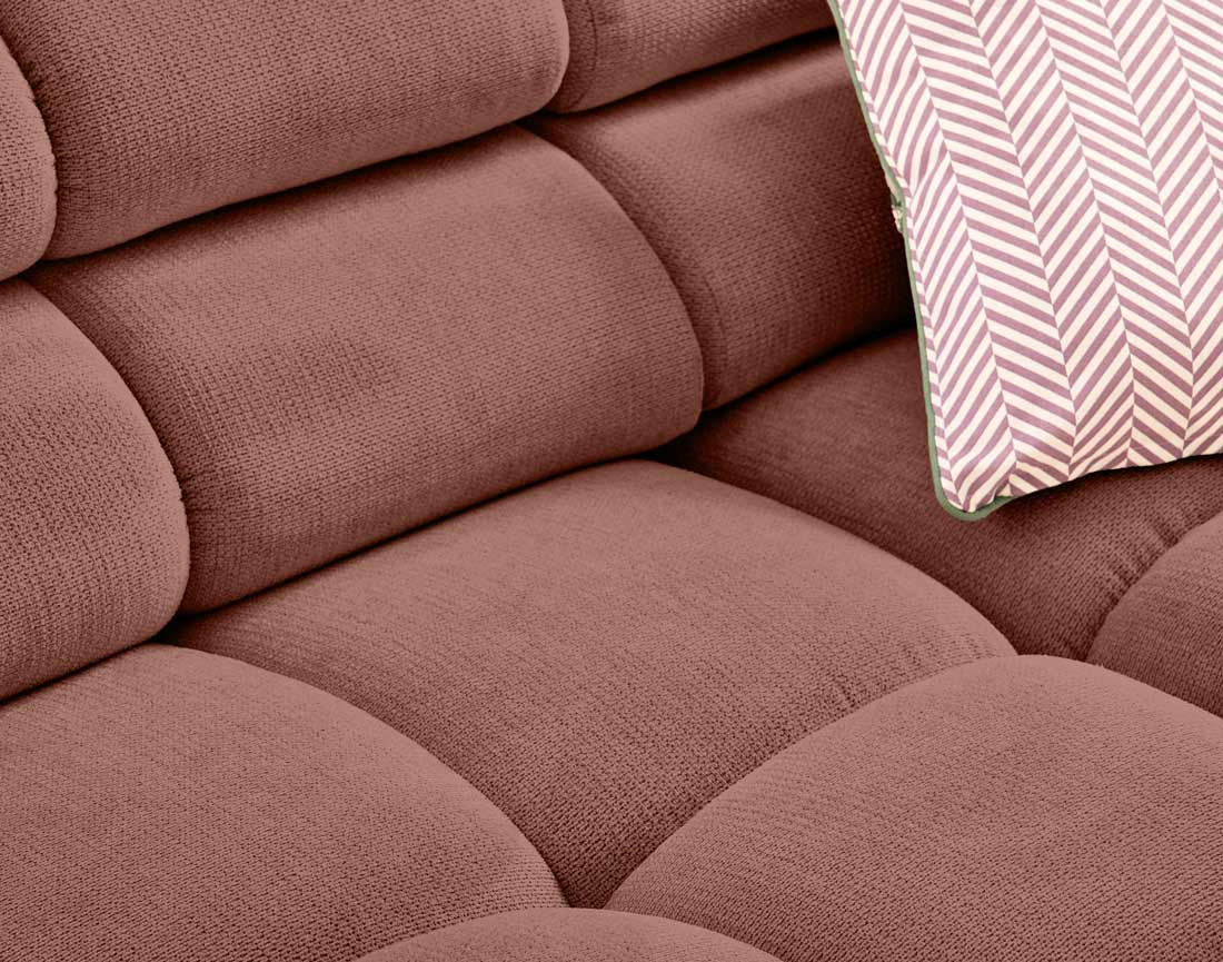 Canapé d'angle gauche 4 places avec têtières réglables en tissu texturé Matera